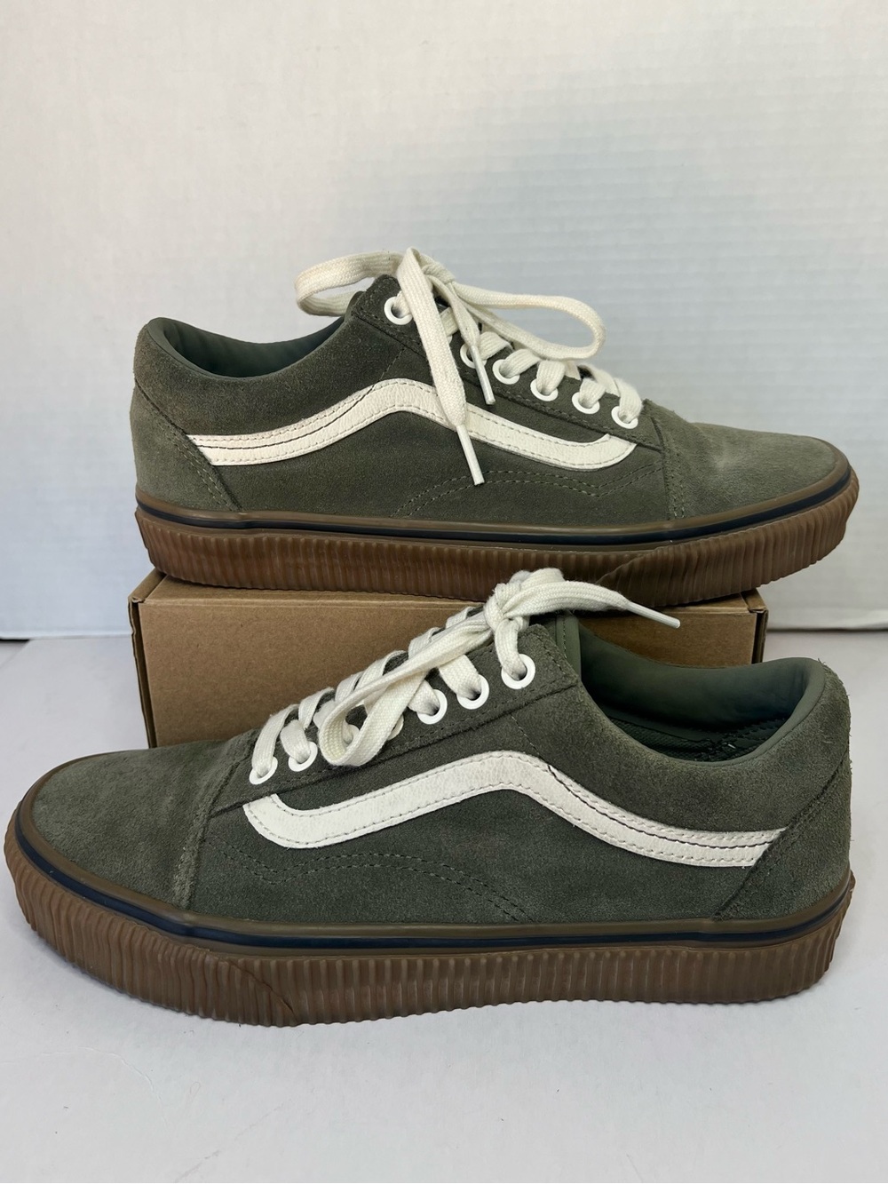 Vans Old Skool Dusty Olive Green Suede Gum Sole Skate Shoes Men 6.5 Women 8 - Picture 9 of 16